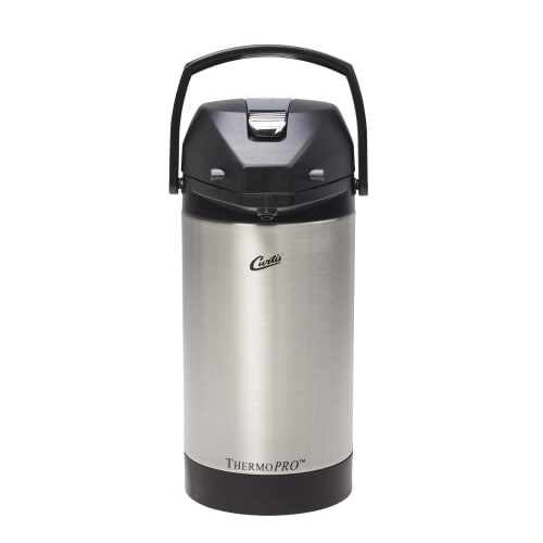 Wilbur Curtis 2.5L, SS Exterior/Liner Airpot with Lever Handle, Stainless Steel/Black